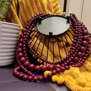 Elegant Burgundy Beaded Necklace
